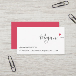 Carte De Visite Magenta Heart Simple Élégante Typographie Personna