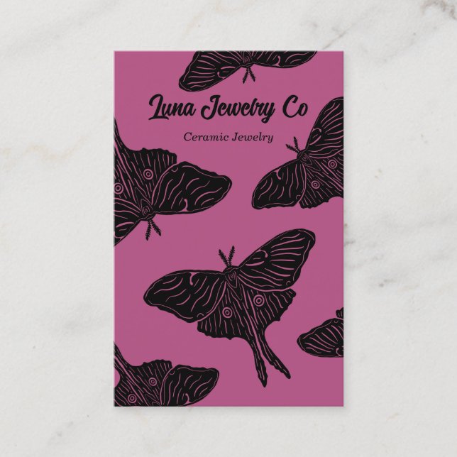 Carte De Visite Magenta Mystical Luna Moth Blank Business Card (Devant)