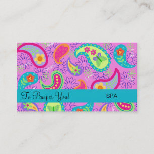 Carte De Visite Magenta Rose Turquoise moderne Motif Paisley