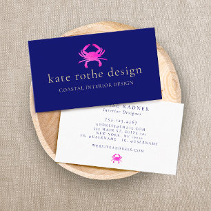 Carte De Visite Magenta Watercolor Crab Côtier