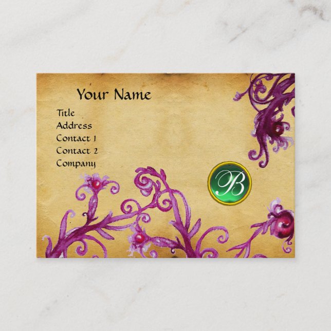 Carte De Visite MAGIC BERRIES MONOGRAM jade parchemin vert (Devant)
