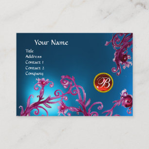 Carte De Visite MAGIC BERRIES MONOGRAM, Saphir Bleu, rouge rubis