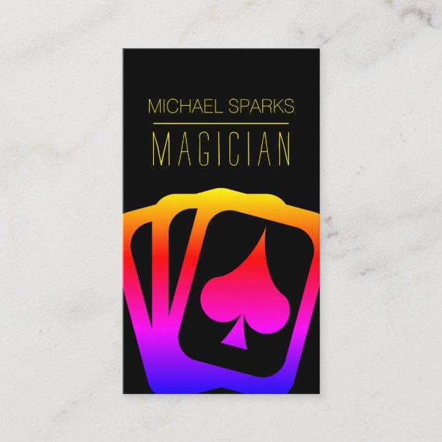 Carte De Visite Magicien, Casino, Poker, Concessionnaire, Divertis (Devant)