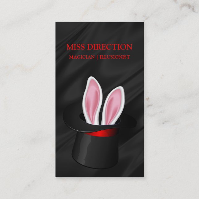 Carte De Visite Magicien Casquette Rabbit Magique Top Hat Satin (Devant)