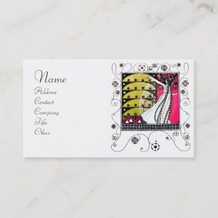 Carte De Visite MAGIE DU PRINTEMPS rose vif noir blanc jaune