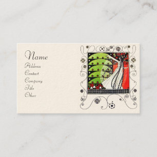 Carte De Visite MAGIE DU PRINTEMPS rouge vif noir blanc vert