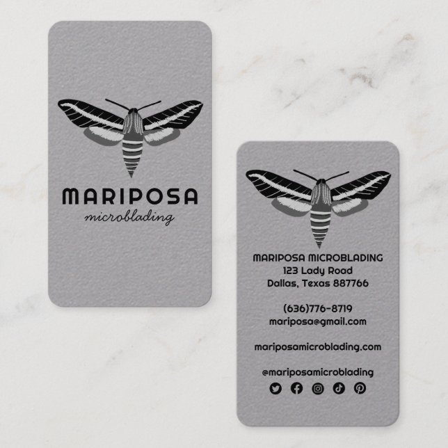 Carte De Visite Magique Mystical MOTH Esthétique Salon de Beauté (Devant / Derrière)