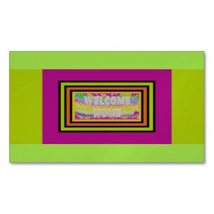 Carte De Visite Magnétique accueil design pourpre vert rouge bordé