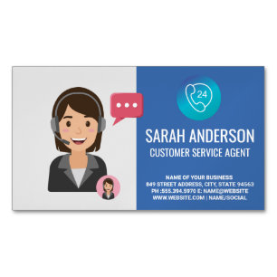 Carte De Visite Magnétique Agent du service client   Opérateur téléphonique