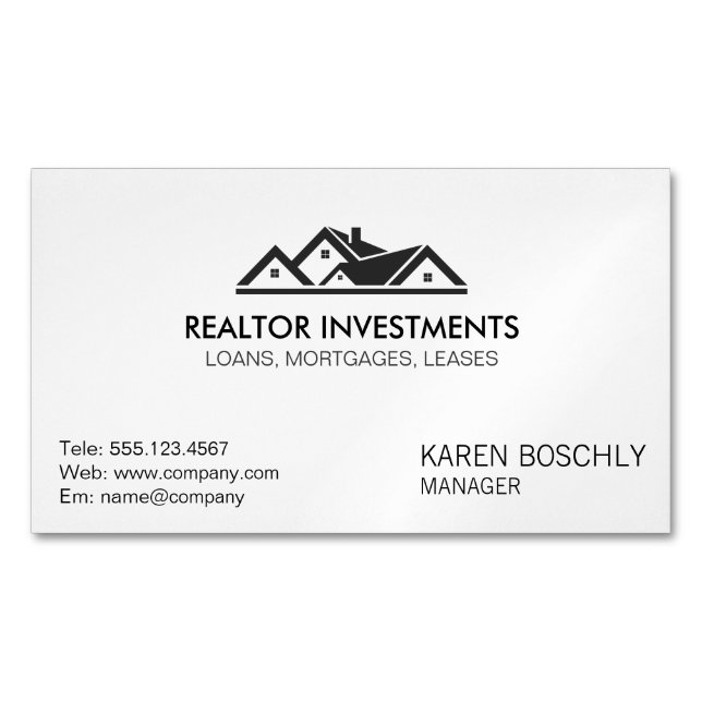 Carte De Visite Magnétique Agent immobilier d'entreprise simple (devant)