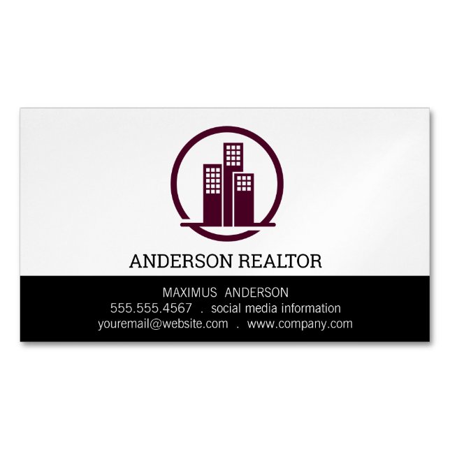 Carte De Visite Magnétique Agent immobilier | Icône de construction (devant)
