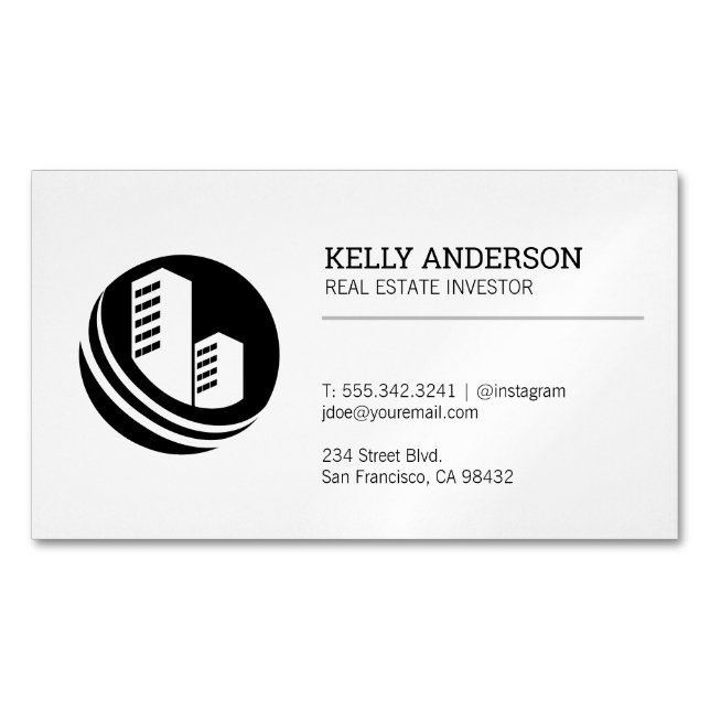 Carte De Visite Magnétique Agent immobilier | Icône de construction de propri (devant)