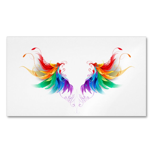 Carte De Visite Magnétique Ailes fluffy arc-en-ciel (devant)