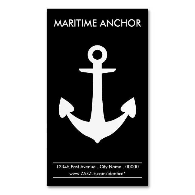 Carte De Visite Magnétique Ancre nautique (devant Vertical)
