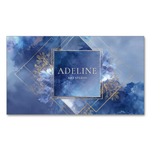 Carte De Visite Magnétique Aquarelle bleu céleste géométrique moderne