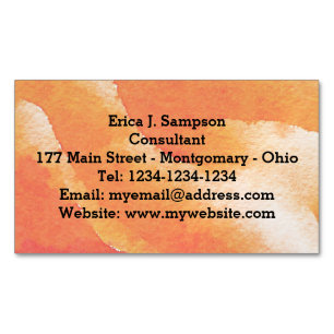 Carte De Visite Magnétique Aquarelle Florale orange