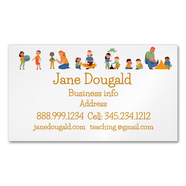 Carte De Visite Magnétique Aquarelle Gold Pomme Enseignant, Instructeur Tutor (devant)