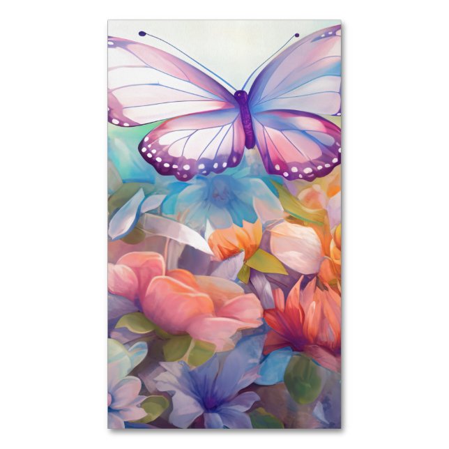 Carte De Visite Magnétique Aquarelle papillon design floral (devant Vertical)