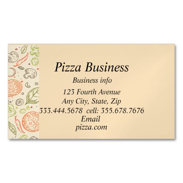 Carte De Visite Magnétique Art moderne classique Pizza Nom d'entreprise (devant)
