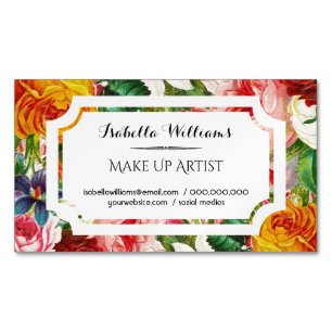 Carte De Visite Magnétique Artiste de maquillage floral moderne