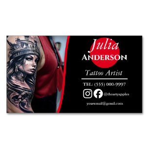 Carte De Visite Magnétique Artiste de tatouage moderne