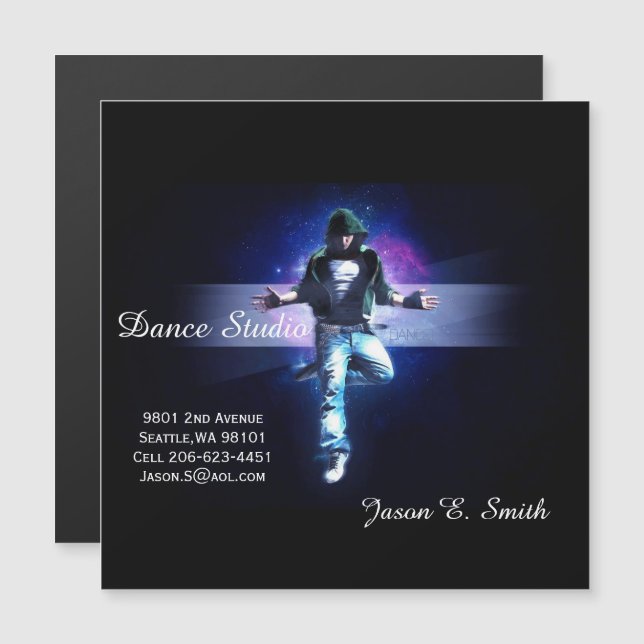 Carte de visite magnétique - Atelier de danse (Devant / Derrière)