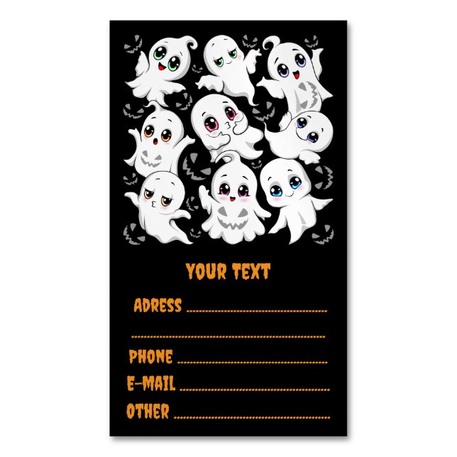 Carte De Visite Magnétique Baby Ghosts Éffrayant mignon Halloween humeur (devant Vertical)