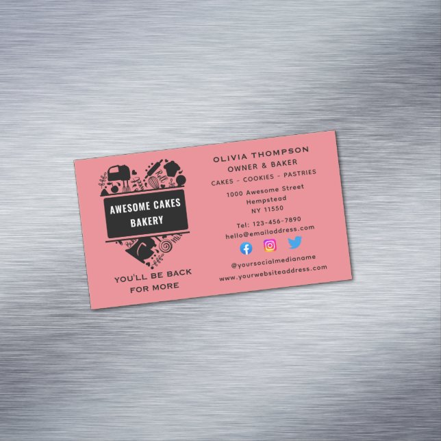 Carte De Visite Magnétique Baker Boulangerie Gâteaux Cookies Pâtisserie Chef  (In Situ)