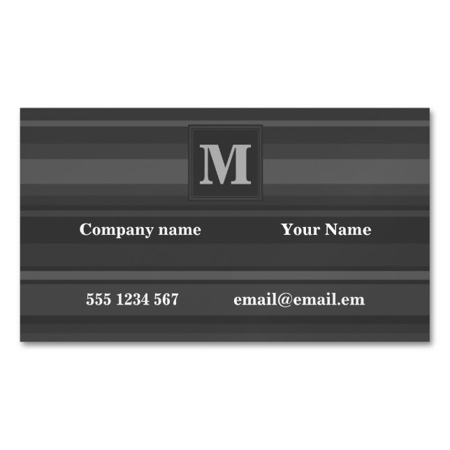 Carte De Visite Magnétique Bandes de charbon de monogramme (devant)