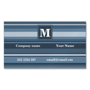 Carte De Visite Magnétique Bandes gris monogramme