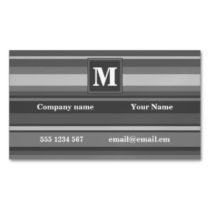 Carte De Visite Magnétique Bandes gris monogramme