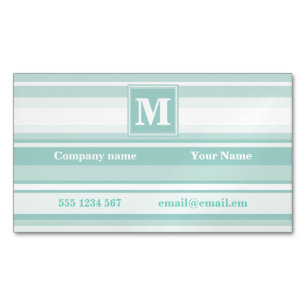 Carte De Visite Magnétique Bandes vertes de menthe monogramme
