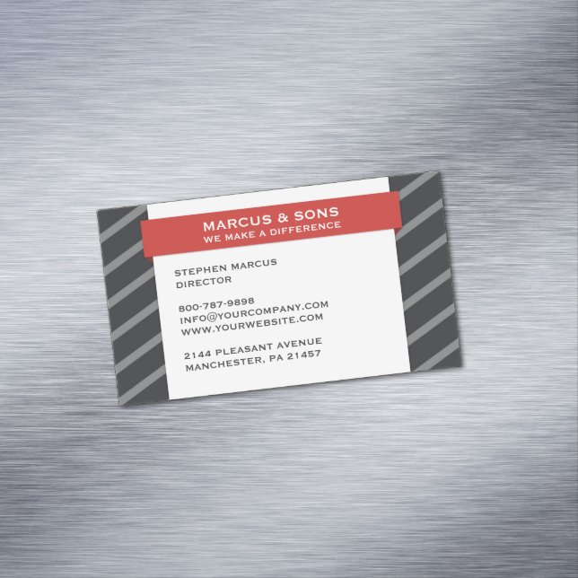 Carte De Visite Magnétique Bannière rouge gris rétro (In Situ)