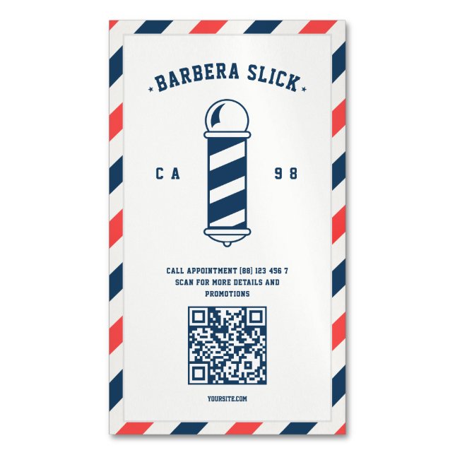 Carte De Visite Magnétique Barbier moderne Barber's pole coiffeur coiffeur (devant Vertical)