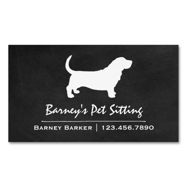 Carte De Visite Magnétique Basset Hound Chien race Silhouette (devant)