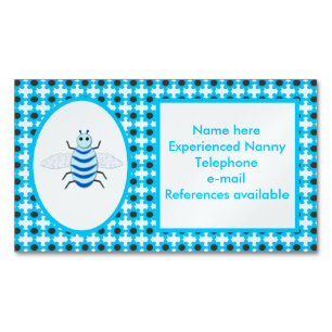 Carte De Visite Magnétique Bébé Bleu mignon garçon Bee Custom Nanny
