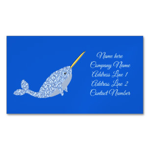 Carte De Visite Magnétique Bébé bleu mignon Garçon Narwhal Personnalisé