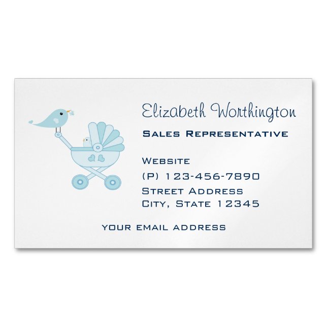 Carte De Visite Magnétique Bébé et merle (devant)