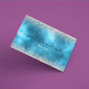 Carte De Visite Magnétique Belle parties scintillant en argent bleu