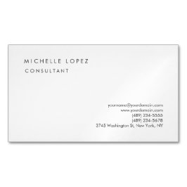 Carte De Visite Magnétique Blanc classique élégant sobre professionnel