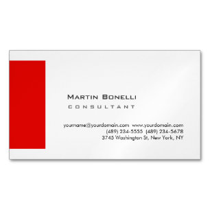 Carte De Visite Magnétique Blanc moderne Rouge Simple Perle Premium