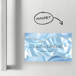 Carte De Visite Magnétique Bleu pastel Agate Or Pailleté Luxe