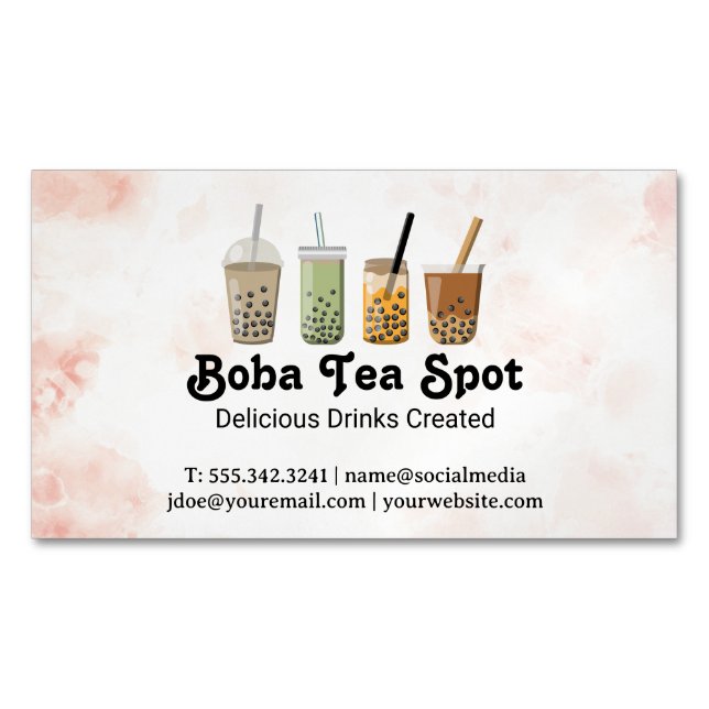 Carte De Visite Magnétique Boba Tea Drinks Variety (devant)