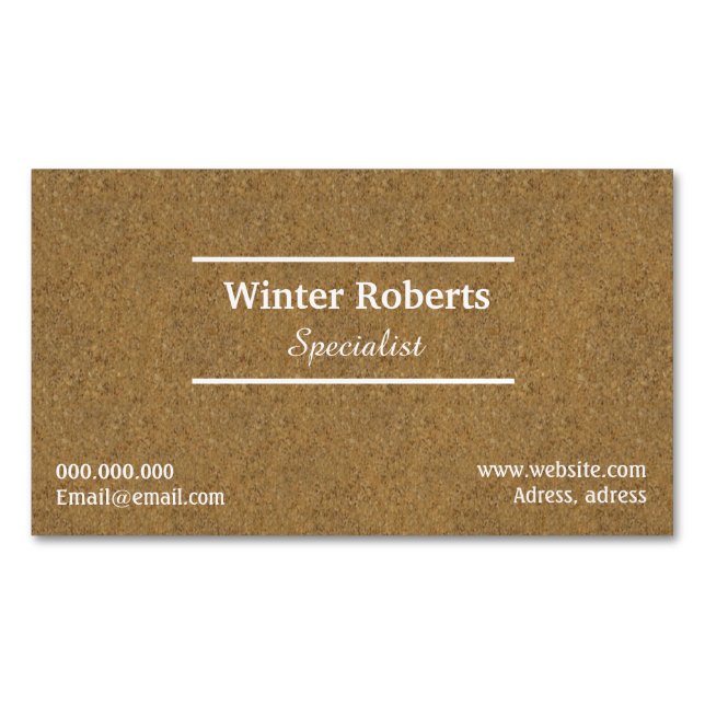 Carte De Visite Magnétique Bois chic de liège (devant)