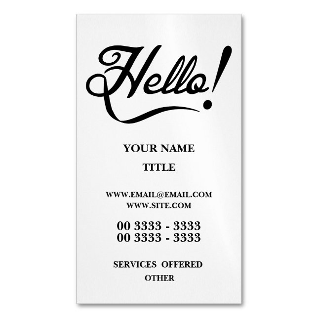 Carte De Visite Magnétique Bonjour (devant Vertical)