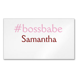 Carte De Visite Magnétique Bossbabe hashtag rose clair ajouter nom fille patr