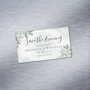 Carte De Visite Magnétique BUDGET Eucalyptus Aquarelle Mariage Enregistrer La