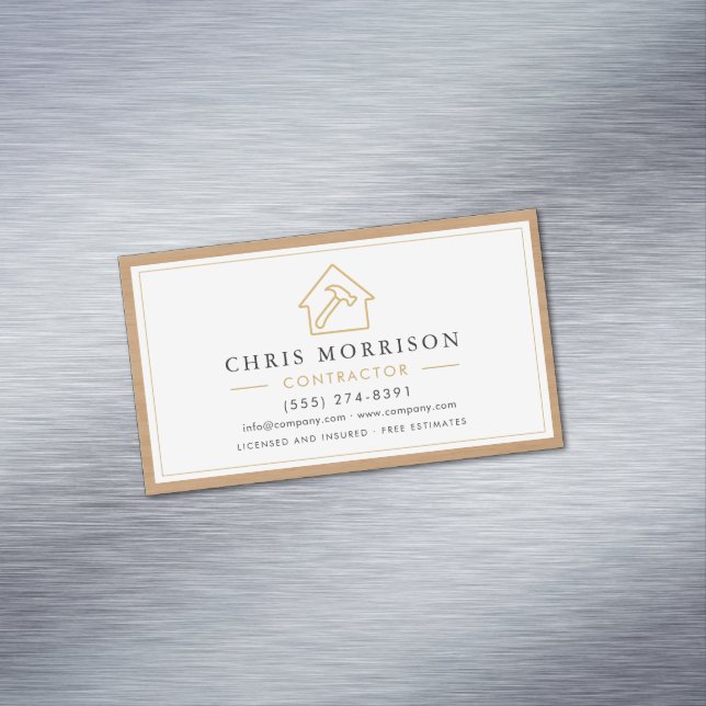Carte De Visite Magnétique Building Construction White Gold Wood (In Situ)