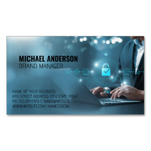 Carte De Visite Magnétique Business Man sur ordinateur   Données