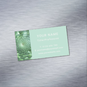 Carte De Visite Magnétique Calme Vert Plante Succulent